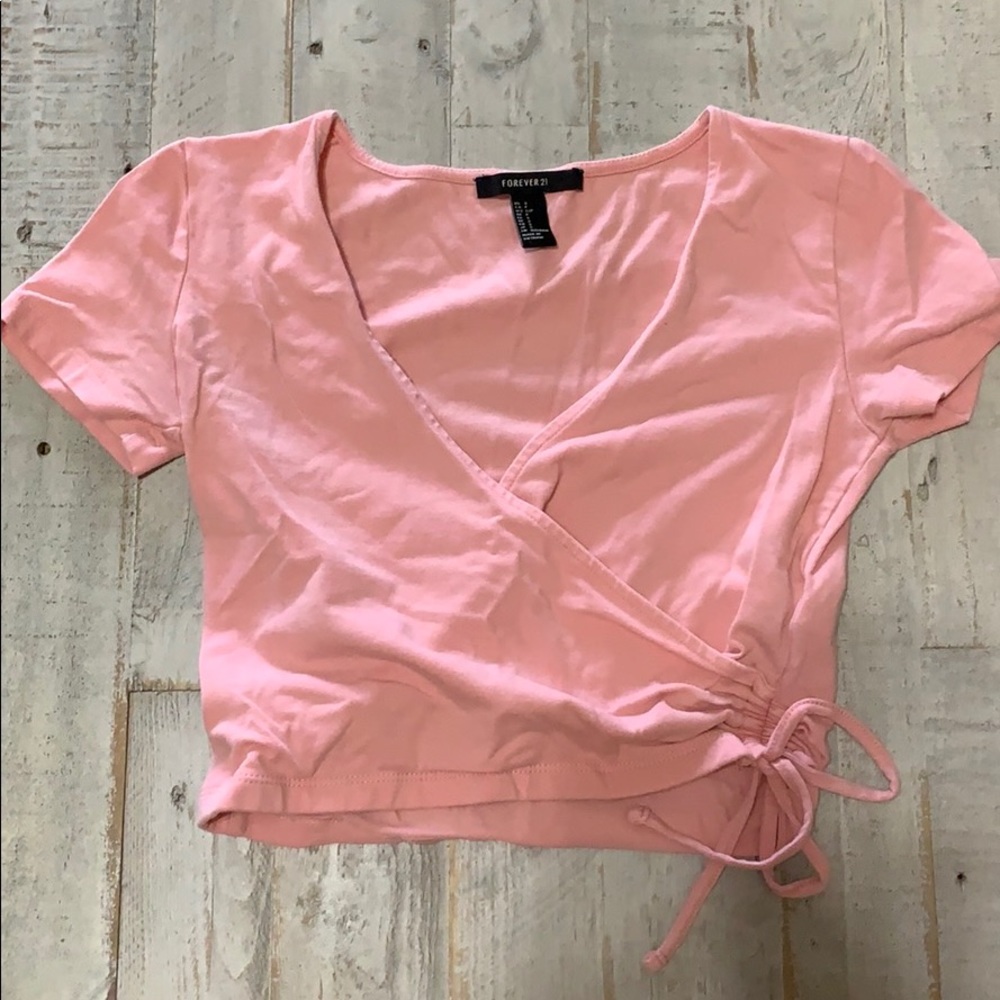 Pink tie crop top